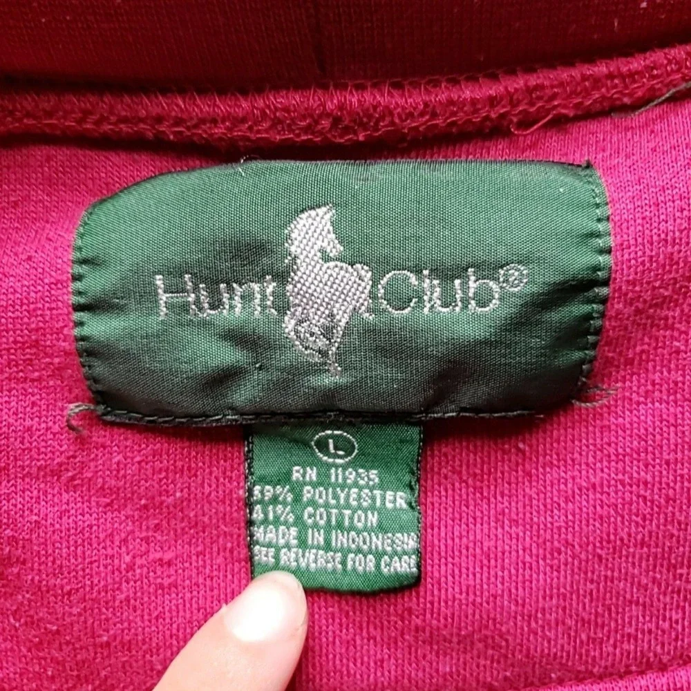 Hunt Club Cardigan Sweater Mens Large Red V Neck Button Front Knit Pockets